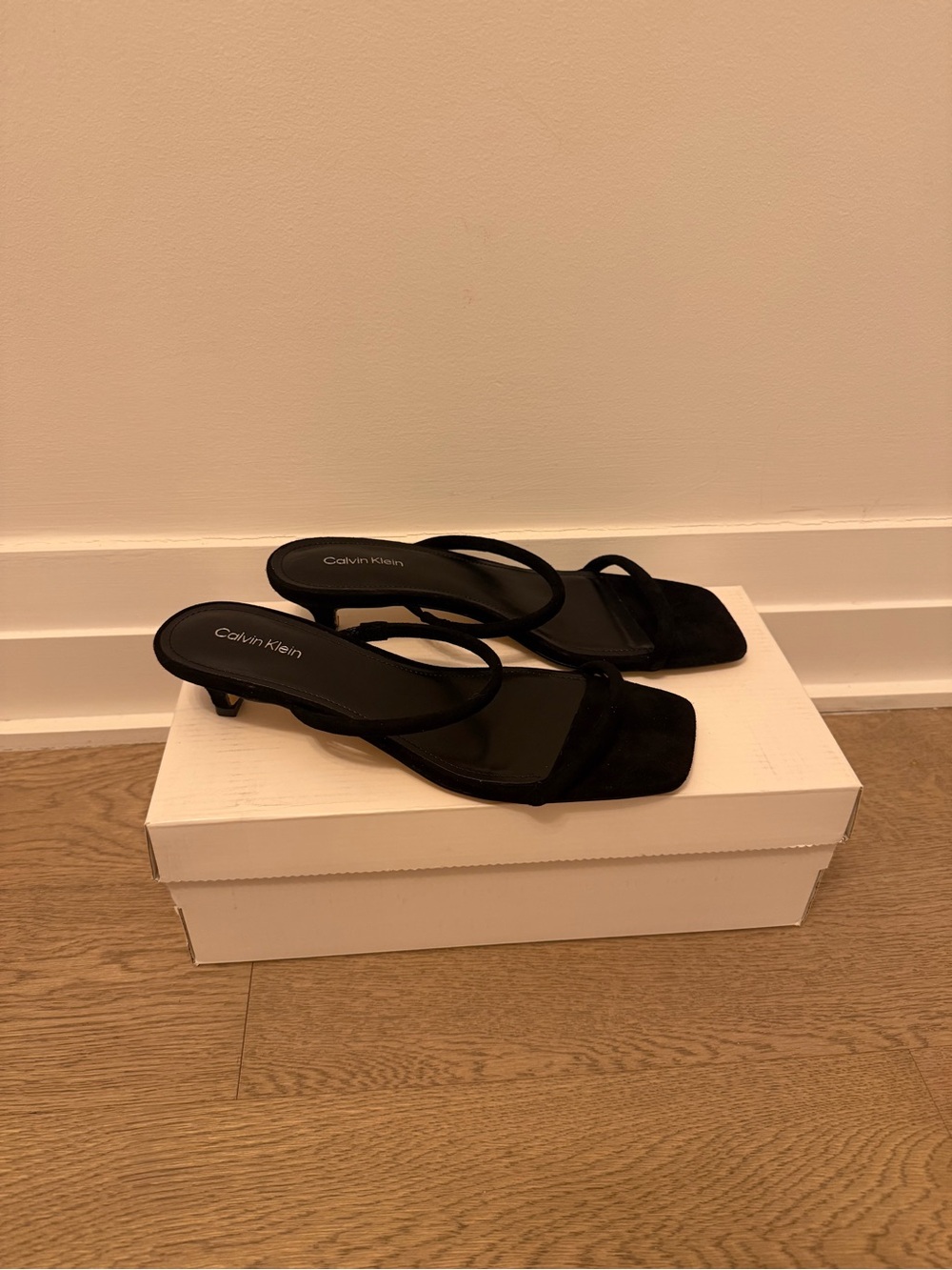 Calvin Klein Black Strappy Low Heel Sandals